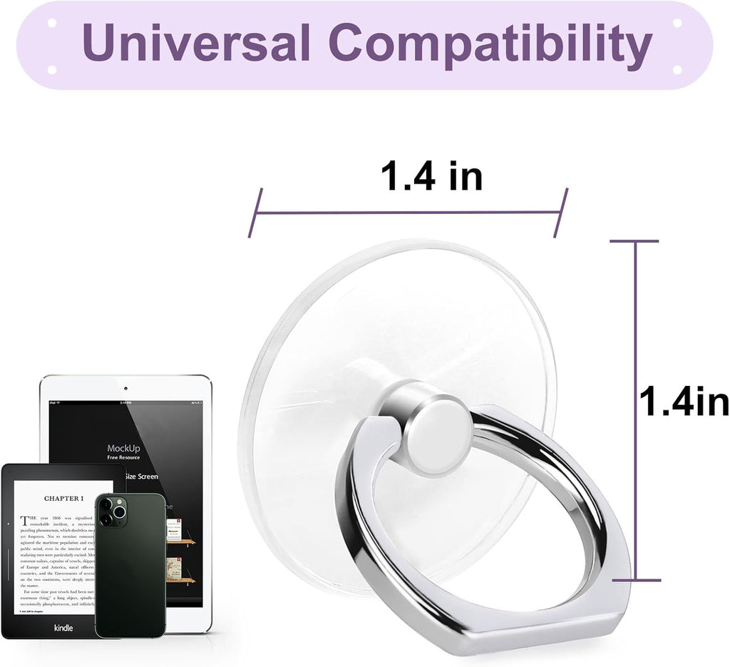 4 Pack  Cell Phone Ring Holder, Transparent Ring Holder 360°Rotation Finger Ring Stand, Clear Cell Phone Kickstand Compatible with Most of Phones, Tablet and Case, (2Silver+1Black+1Rose Gold)