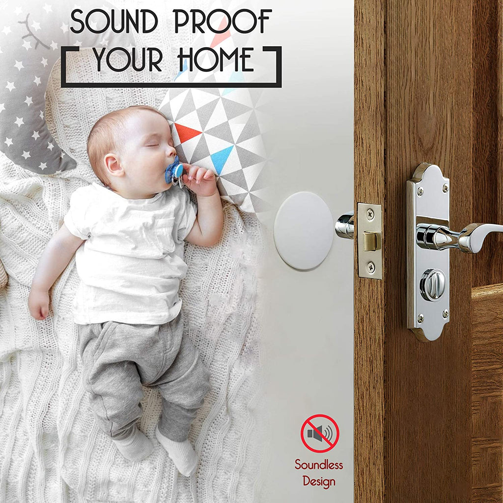Door Stoppers - Large 3.15" (4 PCS) - Door Stoppers for Wall with Strong Back Adhesive - Quiet and Shock Absorbent Silicone Wall Protectors from Door Knobs - Protects Every Surface - White