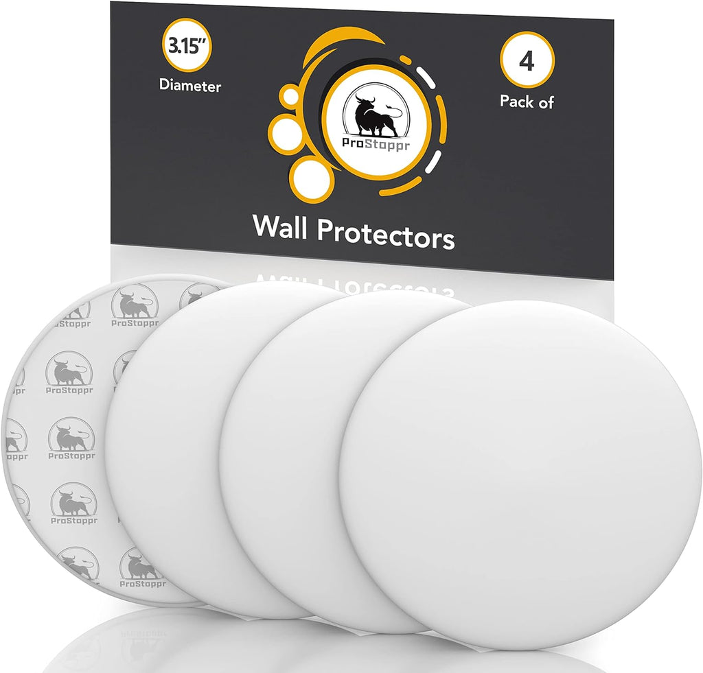 Door Stoppers - Large 3.15" (4 PCS) - Door Stoppers for Wall with Strong Back Adhesive - Quiet and Shock Absorbent Silicone Wall Protectors from Door Knobs - Protects Every Surface - White